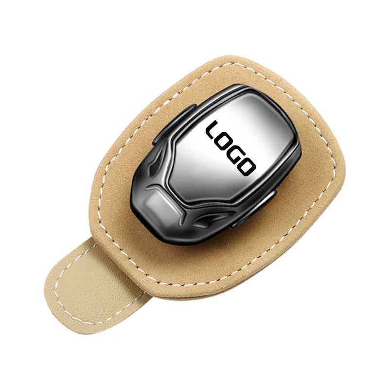 Clip para gafas multifuncional de ante con el logotipo de su coche